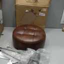 LUE BONA Reddish Brown Vanity Stool Chair for Makeup Room, Tufted Faux Leather Stool for Vanity, 19 inch Height, Vanity Chair with Metal Legs, Modern Foot Ottoman for Bedroom, Living Room, 13''W x 13''D x 19.1''H