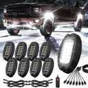 2 Pack Car Underglow Lights Kits, 4 Pcs Underglow LED Light Strip Kit and 8 Pods RGB LED Rock Lights Kit for Trucks Golf Cart ATV UTV SUV, Waterproof Multicolor Underbody Light with APP Control