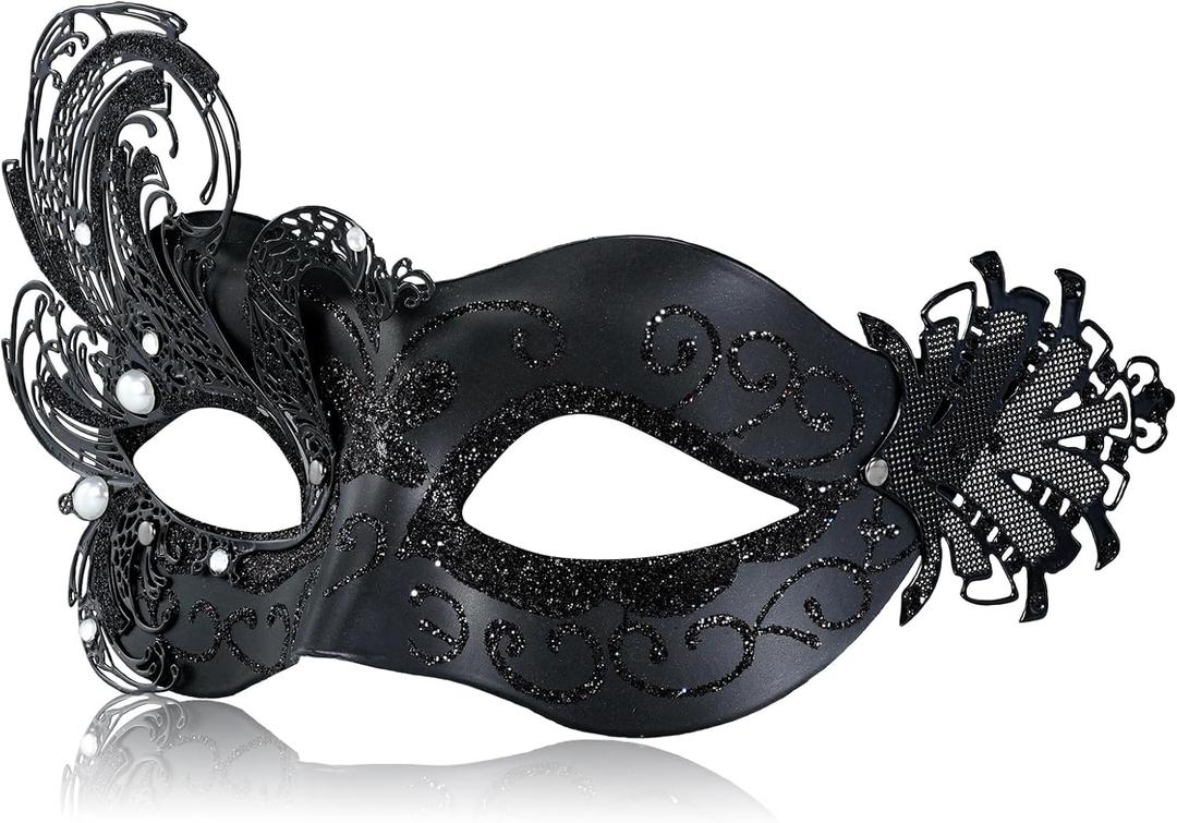 2025 New Black Masquerade Mask for Women-Peacock Metal Lady Masquerade Venetian Mask- Mascarade Mask for Women Butterfly -Perfect for Mardi Gras, Halloween Parties, Costume Party, Carnivals, Wedding