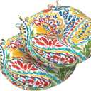 LVTXIII Outdoor Bistro Chair Cushions, 15"x15"x4" Round Patio Chair Cushions, All Weather Tufted Seat Cushions for Patio Furniture Use, Set of 2, A Paisley Ummi Multi
