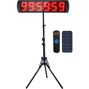 Portable 5'' High 6 Digits LED Race Clock with Tripod for Running Events, Countdown/up Digital Race Timer, 12/24-Hour Clock,LED Stopwatch by Remote Control