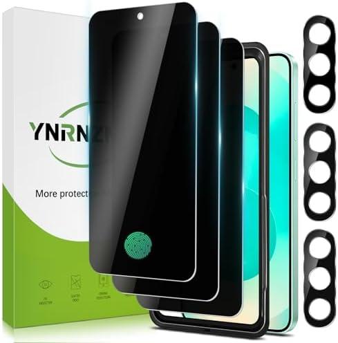 YNRNZNPN 3+3 Pack for Samsung Galaxy S25 5G Privacy Screen Protector with Camera Lens Protector 9H Tempered Glass,Anti Scratch, Bubble Free, Easy to install (Galaxy S25 Privacy)