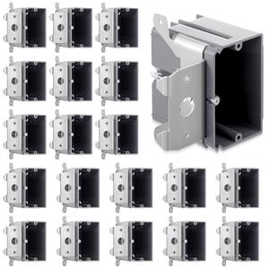 Tellegloww 20 Pack 1-Gang Adjustable Square Plastic Electrical Outlet Box, Etl Listed, 21 Cubic Inch PVC Single Gang Junction Box for Home Improvement, Construction, Flexible Installation, Gray