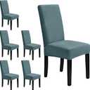 MOSAYT Velvet Stretch Chair Covers for Dining Room Set of 6 - Soft Slipcovers with Thick Removable Fabric for Parsons Chairs, Washable Seat Protectors for Kitchen, Banquet & Home Decor, Teal