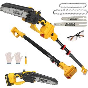 Cordless Pole Saw 3 in 1 6&8Inch Mini Chainsaw Compatible with DeWALT 20V Max Battery, 15ft Max Reach, Brushless Motor Telescoping Electric Pole Saw Combo for Tree Trimming Pruning(No Battery)