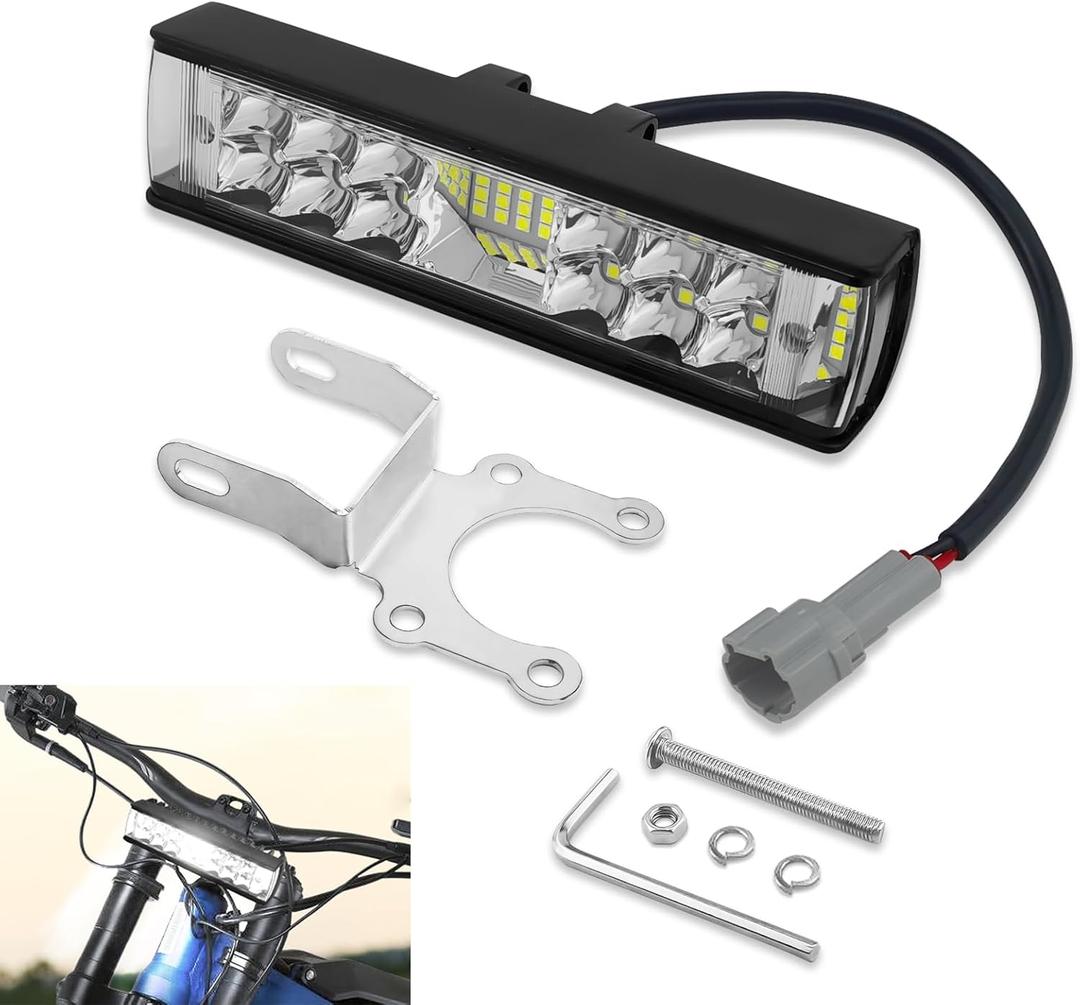 60W Headlight Kit with Headlamp Mount Bracket, 6000K White Flood Light for Sur-Ron Light Bee X/S and Segway X160 X260