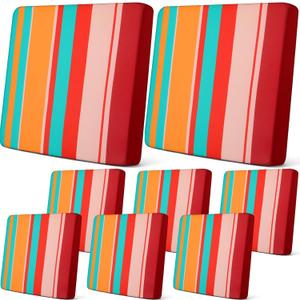Newwiee 8 Pcs Patio Stretch Sofa Cushion Cover Outdoor Cushion Covers Replacement Patio Furniture Couch Slipcovers Chair Seat Soft Flexibility Protector(Trendy Color)