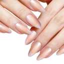 24PCS Pink Almond Press on Nails, Medium Acrylic Full Cover Stick on Nails for Women, Elegant French Nail Tips for Women Manicure, Nail Decoration
