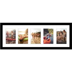 Americanflat 4x6 Collage Picture Frame - Fits 5 - Engineered Wood - Black, 8x24