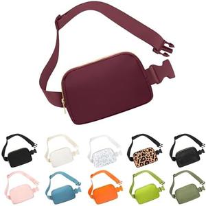 Pack of 2 Frenou Waist Belt Bag Fashion Fanny Women and Men Gift Waist Pack With Adjustable Strap For Travel Running Hiking Walking Wine Red