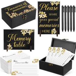 Share a Memory Card for Celebration of Life 100 Pcs Funeral Memorial Cards 2 Wood Sign with 4 Holds Memorial Box with Pen for Funeral Decorations (Forget Me Not Flower) Share a Memory Card for Celebration of Life 100 Pcs Funeral Memorial Cards 2 Wood Sign with 4 Holds Memorial Box with Pen for Funeral Decorations (Forget Me Not Flower)