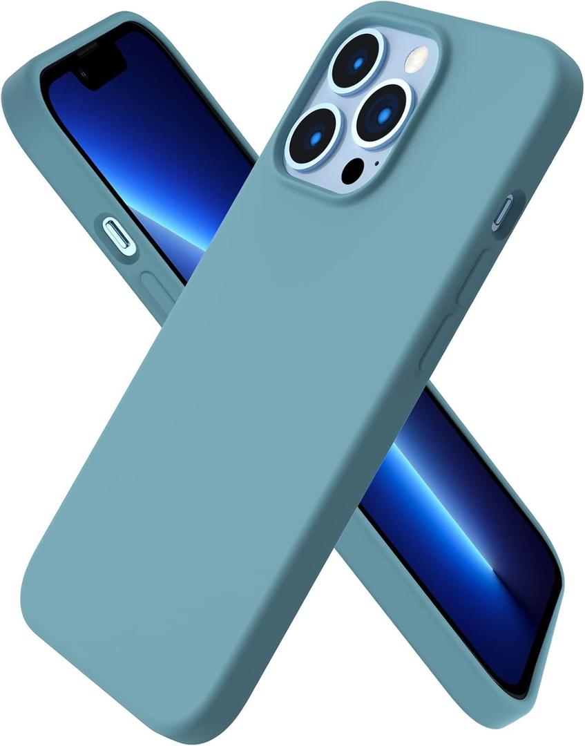 ORNARTO Compatible with iPhone 13 Pro Case 6.1, Slim Liquid Silicone 3 Layers Full Covered Soft Gel Rubber Case Cover 6.1 inch-Cactus
