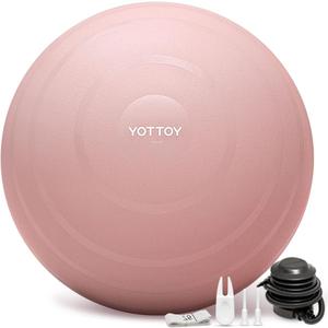 YOTTOY Anti-Burst Exercise Ball for Working Out, Yoga & Pregnancy, Extra Thick Workout Ball for Physical Therapy & Fitness (26IN/58-65cm, pink)