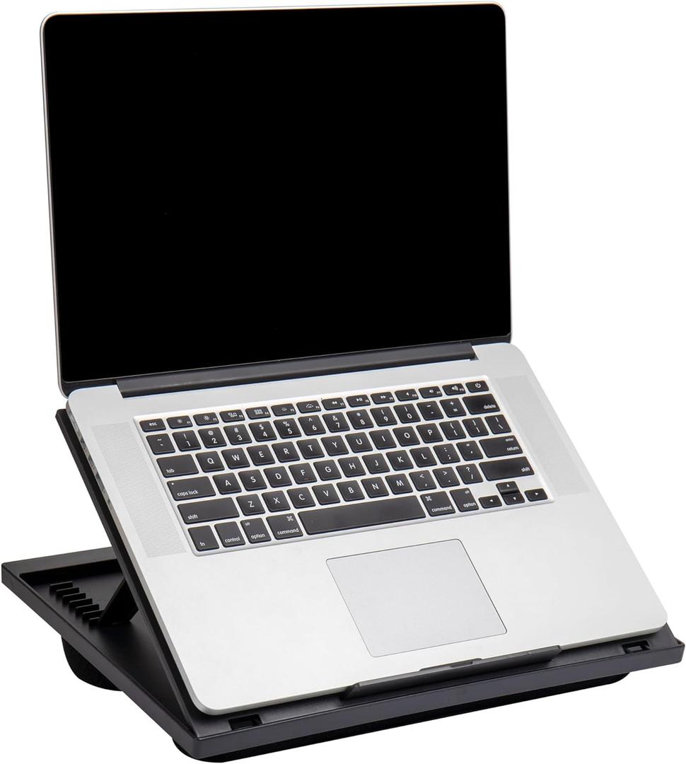 Mind Reader Lap Desk Laptop Stand, Bed Tray, Collapsible, Cushion, Portable, Dorm, Plastic, 14.75"L x 11"W x 7.3"H, Black