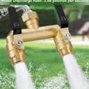 Hose Splitter 2 Way Heavy Duty, Full Flow Garden Hose Splitter with 2 Long Metal Handles, Brass Rust and Freeze Resistant Water Hose Bib Splitter, T Adapter Connector with 3/4 - Inch GHT ThreadBlack