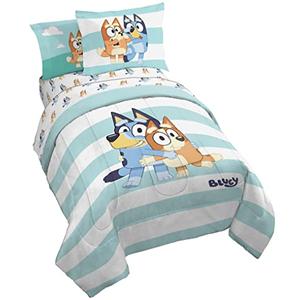 Jay Franco Bluey & Bingo 5 Piece Twin Size Bed Set - Includes Comforter & Sheet Set - Super Soft Kids Bedding Fade Resistant Microfiber (Official Bluey Product)