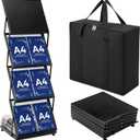 AmazingSpark Brochure Display Stand Foldable Magazine Rack Portable Double A4 Size Literature Brochure Holder Magazine Rack Metal 10 Pockets with Carrying Bag for Trade Show Exhibition Office (4-tier)