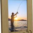 CREATCABIN Engraved Wood Picture Frame Fishing Photo Frame Display Pictures 4x6 Wall Mounting Printing Poster Frame Stand for Loss of Loved One Gallery Tabletop Decor 6x8Inch-Makes The Best Memories