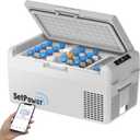 Setpower 12V Refrigerator 50 Hours Backup Cooling 21 Quart 12V Coolers for Vehicles Portable Freezer for Travel Car Fridge Electric Cooler for Car Camping Truck Van RV SUV Road Trip (RF20,Grey), 21QT