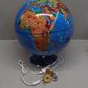 Interactive World Globe for Adults - Large 13 Inch Globe with Stand - Earth Globe with Illuminated Constellations Light Up at Night - Geographic Map for Kids - Educational Learning Gift - Compass to navigate it!