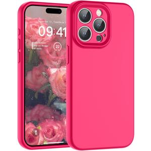 SUPFINE Designed for iPhone 15 Pro Max Case,Premium Liquid Silicone with [Soft Anti-Scratch Microfiber Lining][Upgraded Camera Protection] Slim Shockproof Phone Case for Men Women Girls, Hot Pink