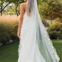 HEREAD Lace Bride Wedding Veil Ivory Long Bridal Veils Tulle with Comb (Ivory)