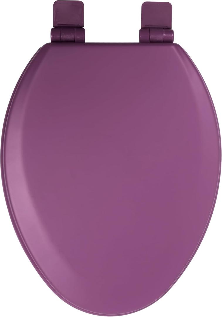 Toilet Seat, Slow Close, Soft Touch, Ultra-Smooth Matte Finish (No Orange-Peel Texture), Premium Moulded Wood, Quick Release, PIKLiDS (Purple, Elongated)