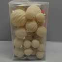 42PCS White Velvet Christmas Ball Ornaments, Flocked Vintage Rustic Farmhouse Baubles in Assorted Sizes for Xmas Tree Decorations, Hanging Ornaments for Home, Party & Wedding Dcor (Creamy White)