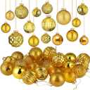 Liliful 24 Pcs Gold Glass Christmas Ball Ornaments Christmas Tree Decoration Hanging Balls Neutral Vintage Mercury Ornaments for Xmas Festival Home Wedding Holiday Farmhouse Party Decor, 2.36 Inch