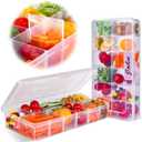AIERSA (2 pack Snack Box Container for Adults-12 Compartments, Adjustable Divided Snackle Box, Bento Box Accessories with 60 Labels, Snack Boxes for Travel, Work, Clear (2PCS-10.28"x5.16"x1.69"-12 Compartments)