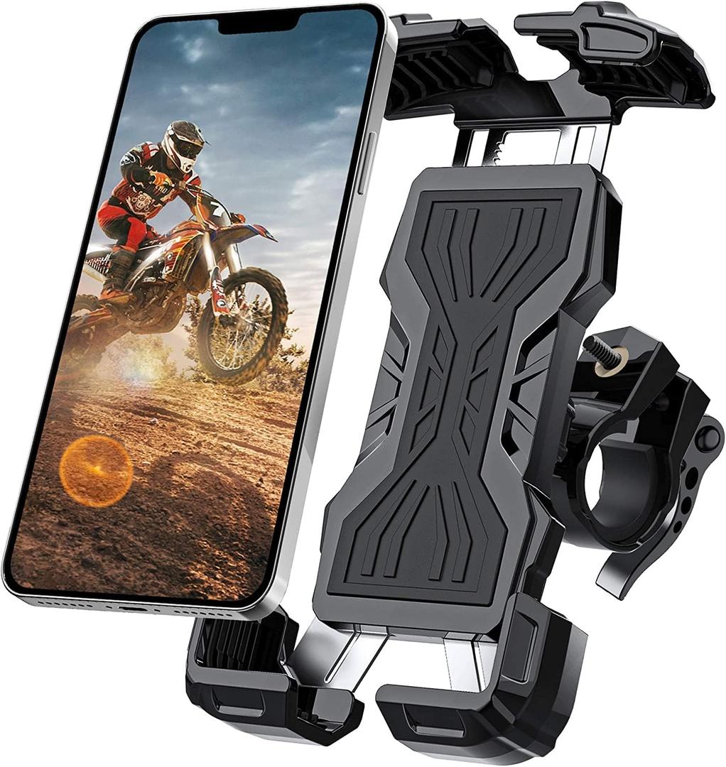 Motorcycle Bike Phone Mount Holder for 4.7"-6.8" Smartphone, Quick Release Bike Phone Holder Handlebar Clamp
