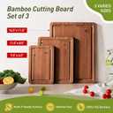 3 Packs Bamboo Cutting Board Set with Non Slip Feet and Over Sink Nice Solid Thick Wood Juice Groove Chopping Board Extra Large Big Small Best Hardwood Kitchen Counter Organic Vegetable