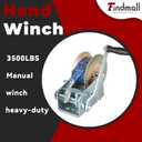 findmall Heavy Duty Hand Winch 3500lbs Hand Crank Strap Gear with 10m (32ft) Strap Manual Operated Two-Way Ratchet Boat Trailer Marine