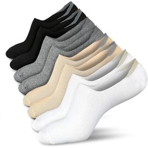 Wernies No Show Socks Women Low Socks Non Slip Flat Boat Line 4/8 Pairs (Multicolor), Size: 8-11