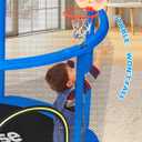BLUERISE 55IN 6FT Toddler Trampoline for Kids Indoor Outdoor Play for Kids Trampoline Basketball Hoop Attachment with Enclosure Net Easy to Assemble