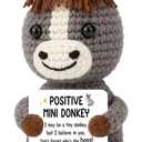 Mini Positive Crochet Donkey Gifts for Women Men Boss Coworker Friends