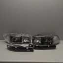 ECCPP Headlight Assembly Black Headlights+Bumper Light Lamp for GMC For Sierra 1500 2500 3500,1500 HD 2500 HD,1500 HD/2500 HD/3500 Classic,for GMC Yukon,for GMC Yukon XL 1500 2500 1999-2007 (Black Housing Clear Reflector Clear Lens)