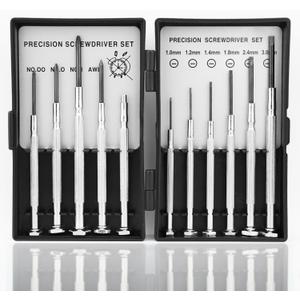 11PCS Small Precision Screwdriver Set, Premium Mini Screw Driver Set Kit, 6 Different Sizes of Flat Head Philips Screwdrivers for Watch, Eyeglasses, Electronics, Repair Box