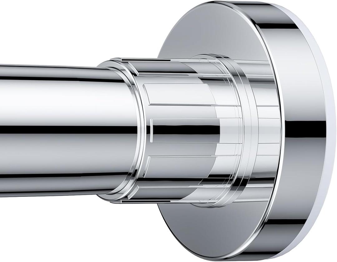 Ausemku Shower Curtain Rod 32 to 80 Inch - 1 Inch Diameter Never Rust Non-Slip Spring Tension Curtain Rod No Drilling Stainless Steel Telescoping Rod, Silver (28-76 Inches)