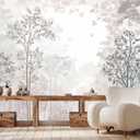 Toolhom Beige Forest Wallpaper Woodland Wall Mural 127"x77"