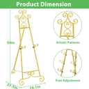 59IN Gold Easel Stand for Sign, 3 Tier Adjustable Larger Wedding Welcome Sign Holder, Art Poster Display Stand Free Standing with Chain, 1 Pack