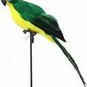 LWINGFLYER Green Artificial Parrot Life Size Foam Feather Parrot Macaw Birds for Decoration Costume Shoulder Ornament Modern Home Garden Party Decor (13.8inch/35cm)