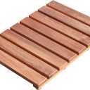 Teak Shower Mat, (24"x17"; 8LB) Wood Bath Mat for Bathroom, Outdoor Non-Slip Wooden Floor Mats for Spa or Sauna (Style B)