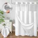 XOGUIBO No Hook Shower Curtain and Liner Set,White Hotel Waffle Shower Curtain with Liner 75" L x 72" W
