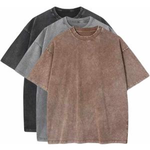 3 Pcs Men's Oversized Cotton Summer T-Shirts - Vintage Baggy Tee Loose Fit Short Sleeve T-Shirts Casual Streetwear (Large)