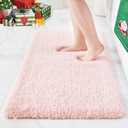 ILANGO Pink Christmas Bathroom Rugs 36"  24" Non Slip & Super Absorbent Extra Thick Soft, Washable Bath Mat for Floor, Non Shedding Microfiber Shaggy Bath Rug with Rubber for Bathtub Sink