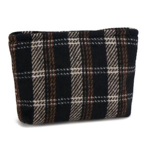 WOZEAH Checkered Makeup Bag for Purse Small Cosmetic Pouch,Stylish Zipper Make up Pouch Travel Canvas Toiletry Bags(Woven Check)