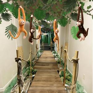 Bucherry Jungle Theme Party Decorations Rainforest Party Supplies Tropical Forest Leaves with Fake Vines Artificial Rattan Monkey Stuffed Animal for VBS Indoor Outdoor Jungle Birthday Classroom Decor