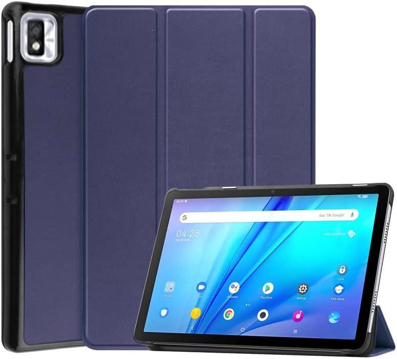 Compatible with TCL Tab 10s 9080G 10.1 inch Case, Tri-Fold Stand Ultra Slim Lightweight PU Leather Magnetic Cover Case with Stand for TCL Tab 10s Tablet Leather case (Navy Blue)