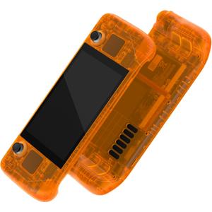 eXtremeRate Clear Orange Custom Faceplate Back Plate Shell for Steam Deck LCD, Handheld Console Replacement Housing Case, DIY Full Set Shell with Buttons for Steam Deck LCD - Console NOT Included